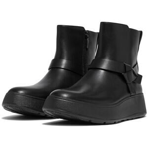 FitFlop Women F-Mode Folded Knot Flatform Chelsea Bootie Size US 9 Black Leather